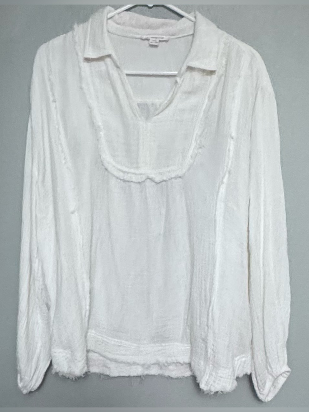 beachlunchlounge Cream Lightweight V-Neck Long Sleeve Peasant Blouse
